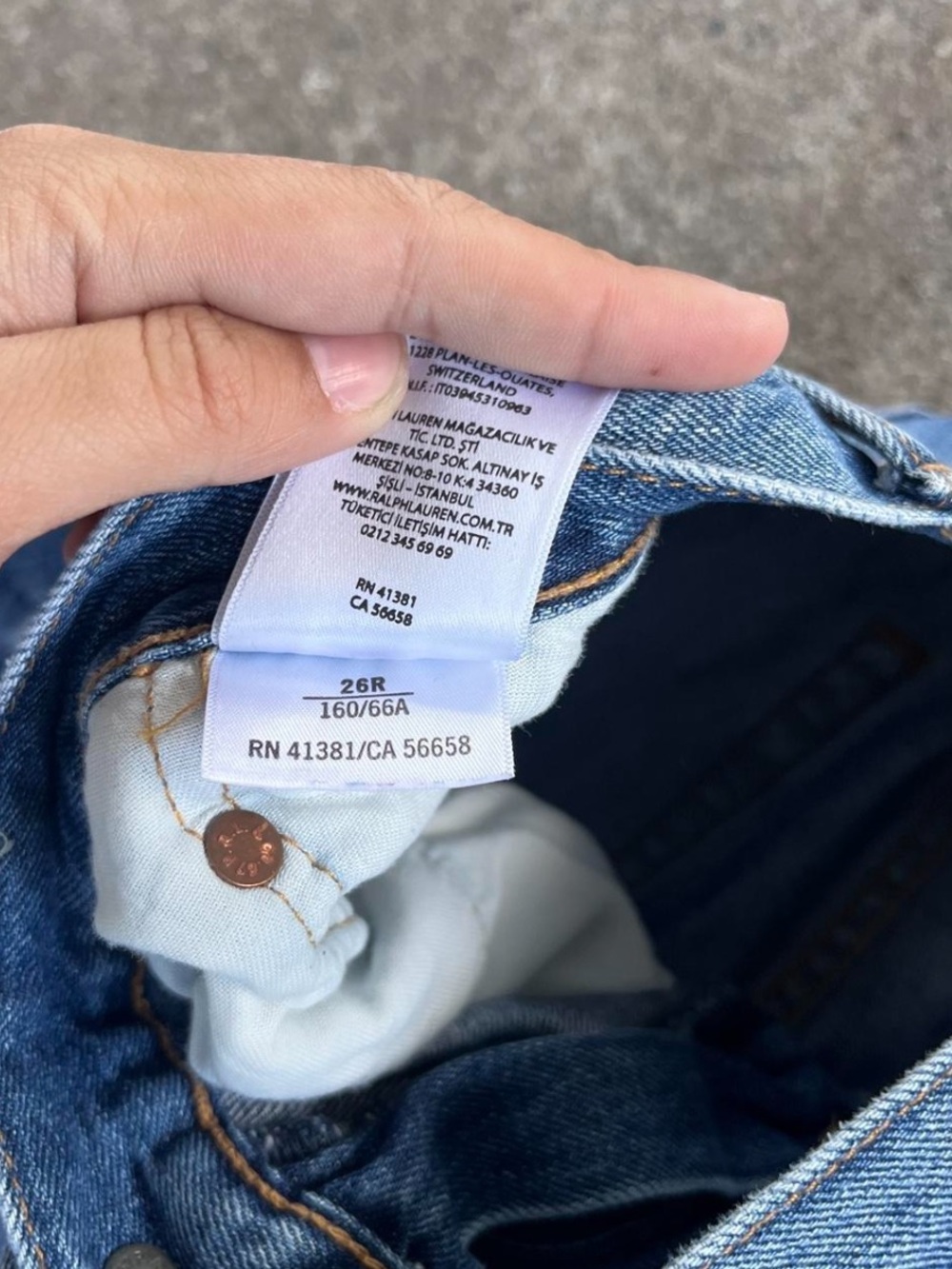 Polo Ralph Lauren Patchwork Distressed Blue Boyfriend Denim Jeans, size 26 - Picture 5 of 8